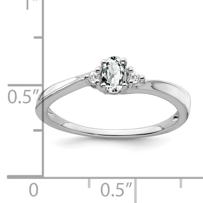 14k White Gold 5x3 Oval April/White Topaz and Diamond Ring
