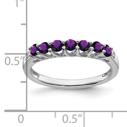 14k White Gold Amethyst and Diamond 7-stone Ring