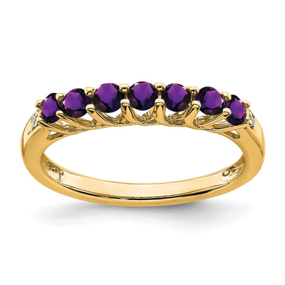 14k Amethyst and Diamond 7-stone Ring