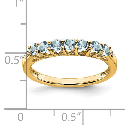 14k Aquamarine and Diamond 7-stone Ring