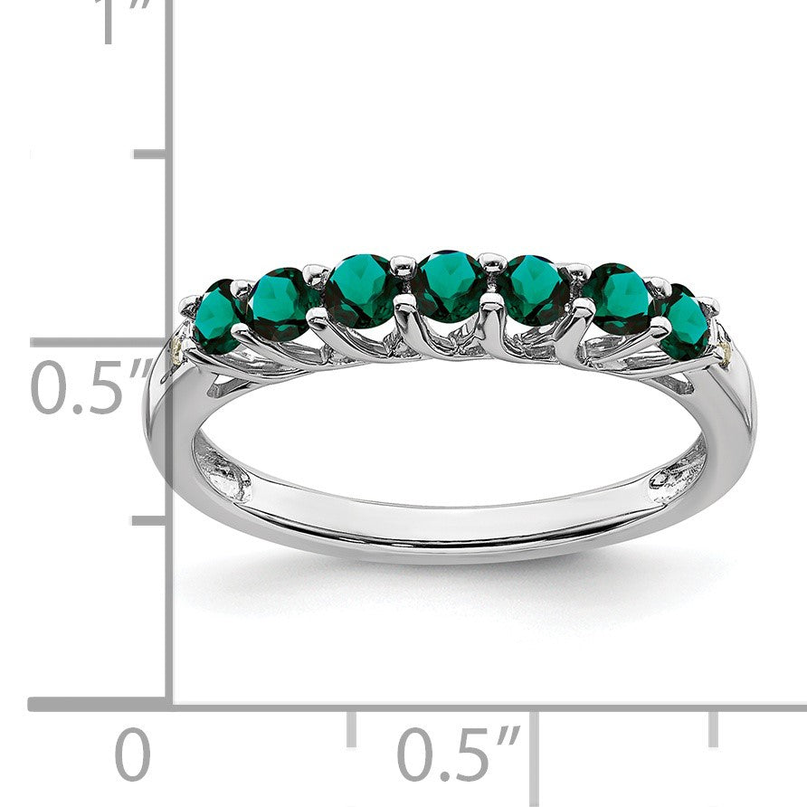 14k White Gold Lab Created Alexandrite and Diamond 7-stone Ring