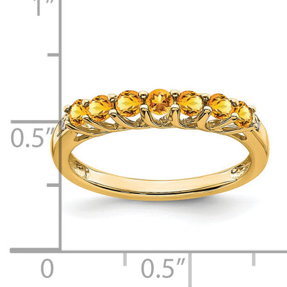 14k Citrine and Diamond 7-stone Ring