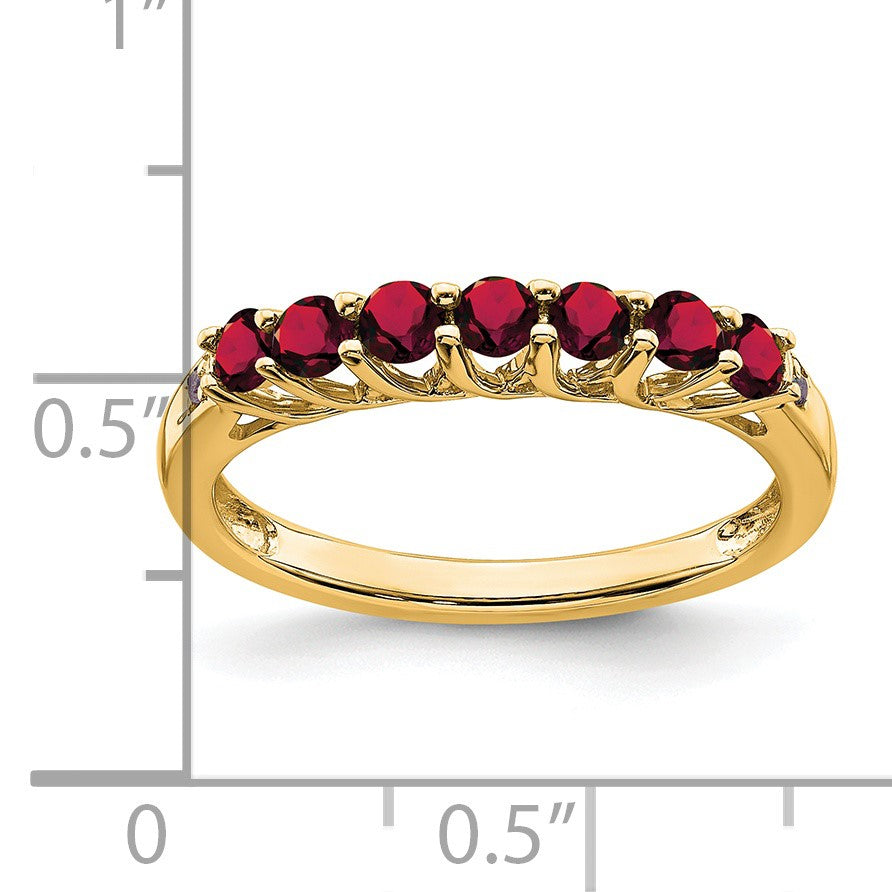 14k Lab Created Ruby and Diamond 7-stone Ring