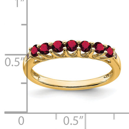 14k Lab Created Ruby and Diamond 7-stone Ring