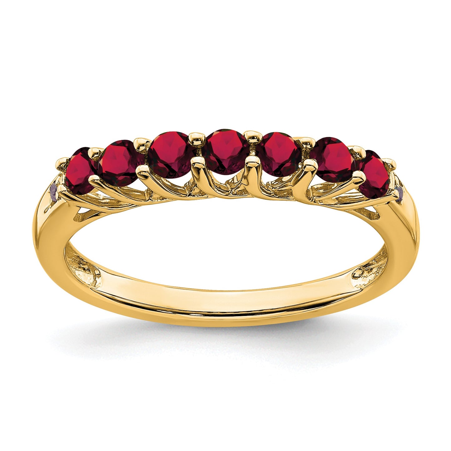 14k Lab Created Ruby and Diamond 7-stone Ring