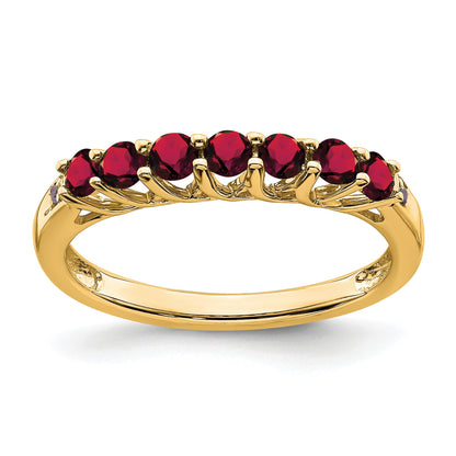 14k Lab Created Ruby and Diamond 7-stone Ring