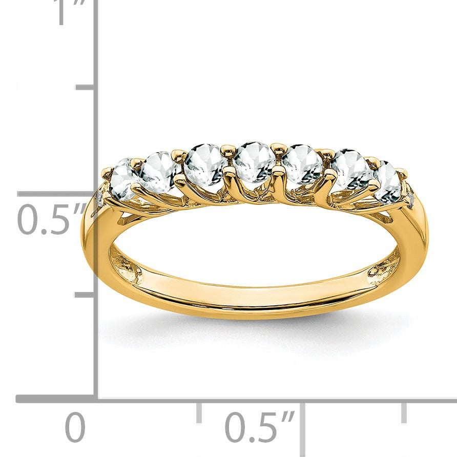 14k White Topaz and Diamond 7-stone Ring