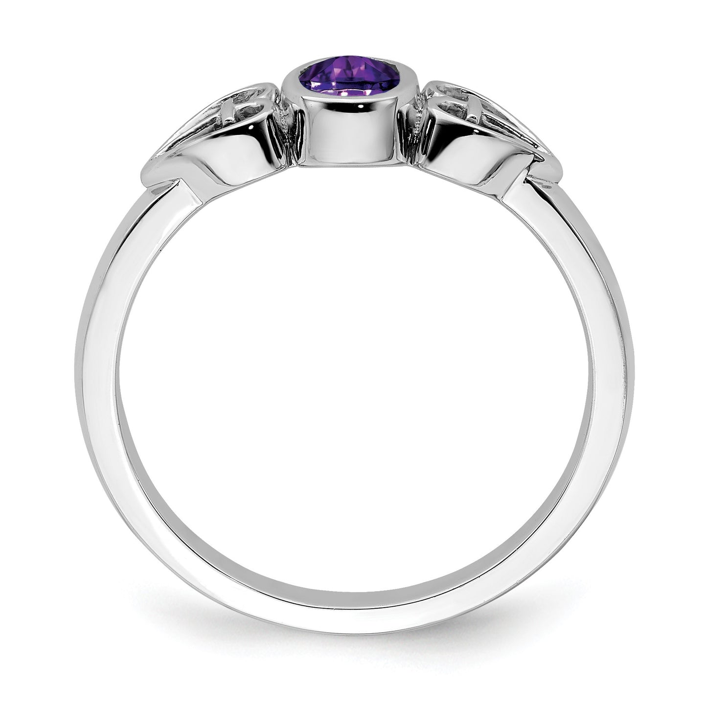 Sterling Silver Rhodium-plated Amethyst Ring