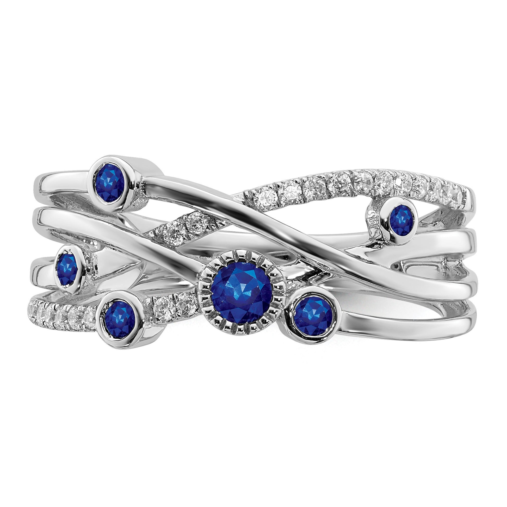 14k White Gold Bezel-set Emerald and  1/10 carat Diamond Ring