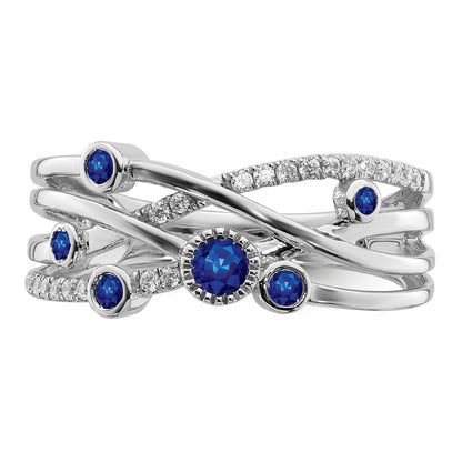 14k White Gold Bezel-set Emerald and  1/10 carat Diamond Ring