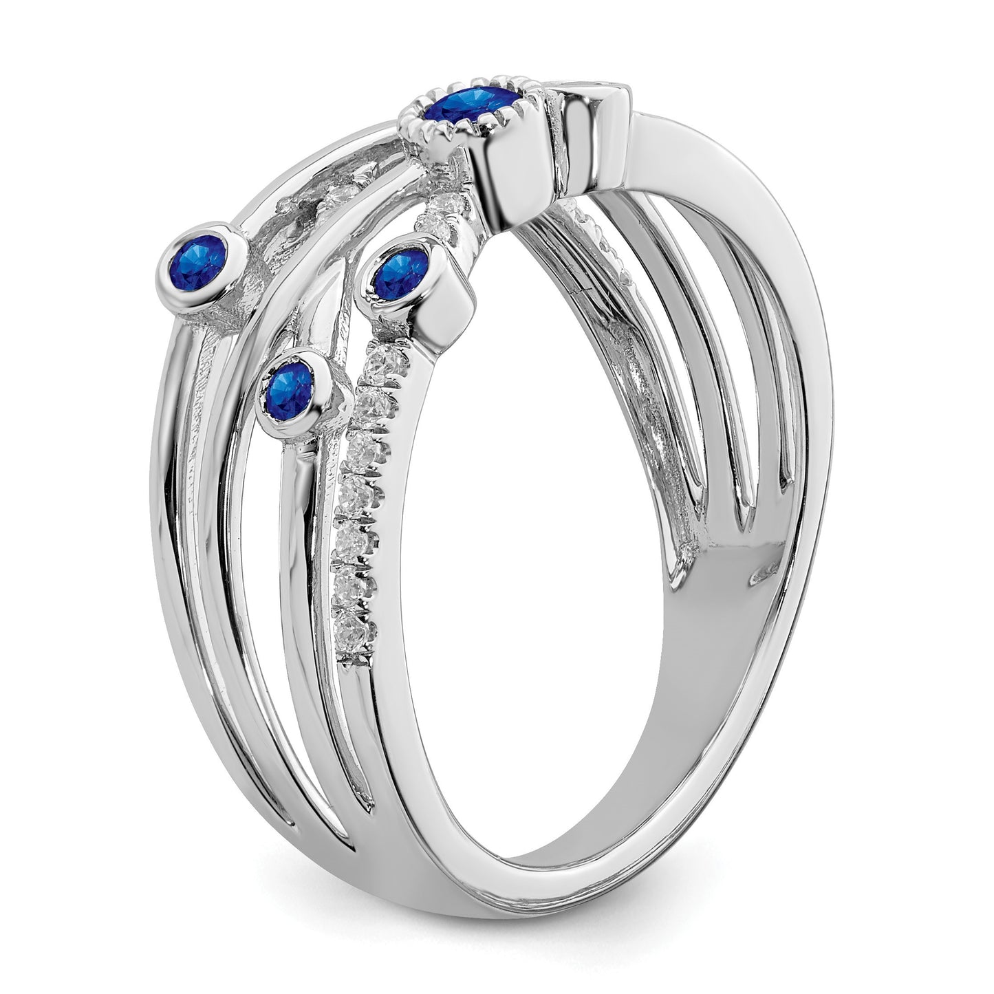 14k White Gold Bezel-set Emerald and  1/10 carat Diamond Ring