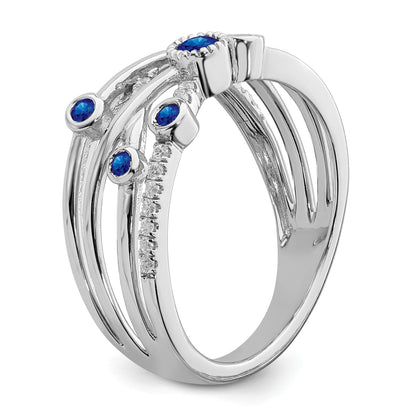 14k White Gold Bezel-set Emerald and  1/10 carat Diamond Ring