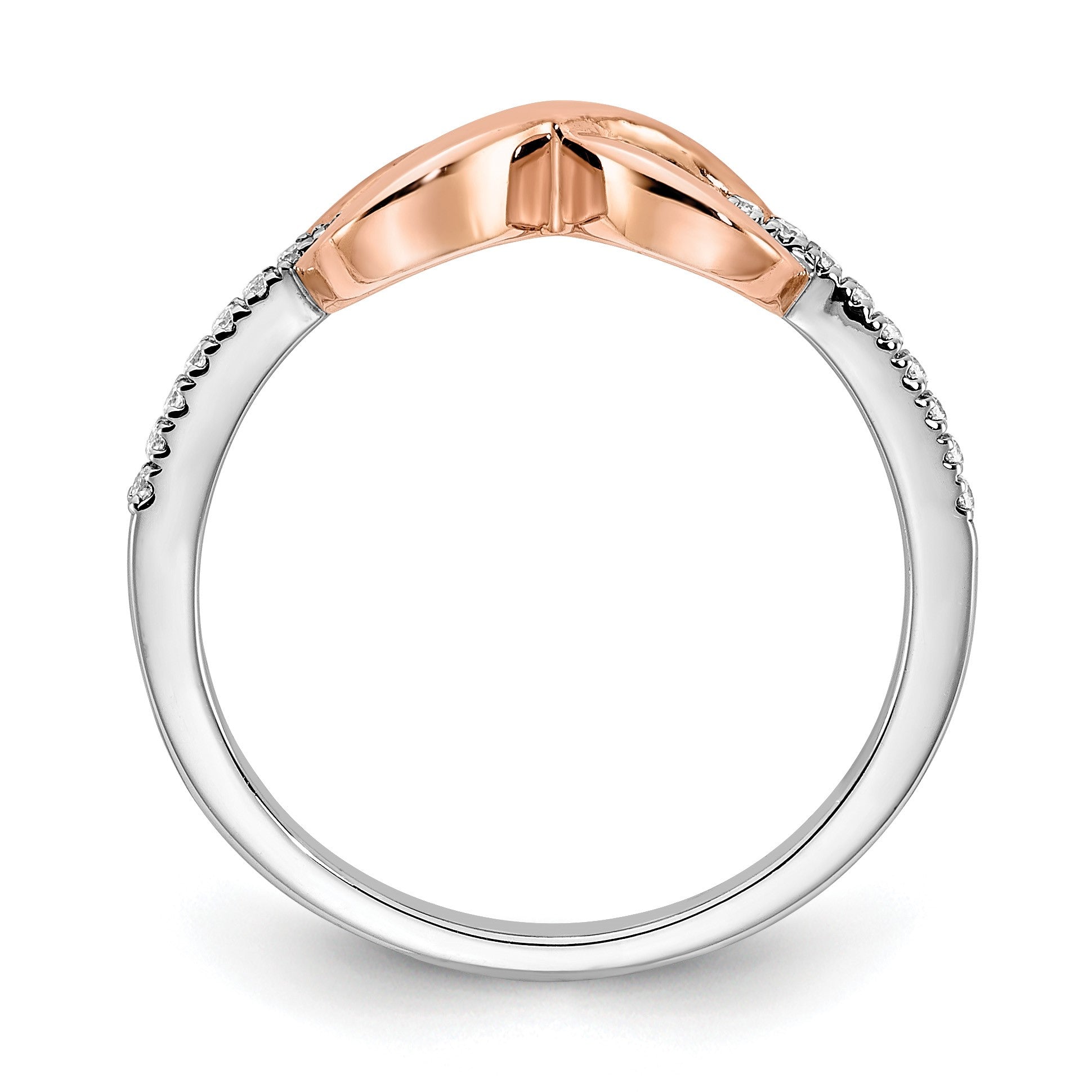 14k Two-tone White and Rose Polished Infinity 1/10 carat Diamond Ring
