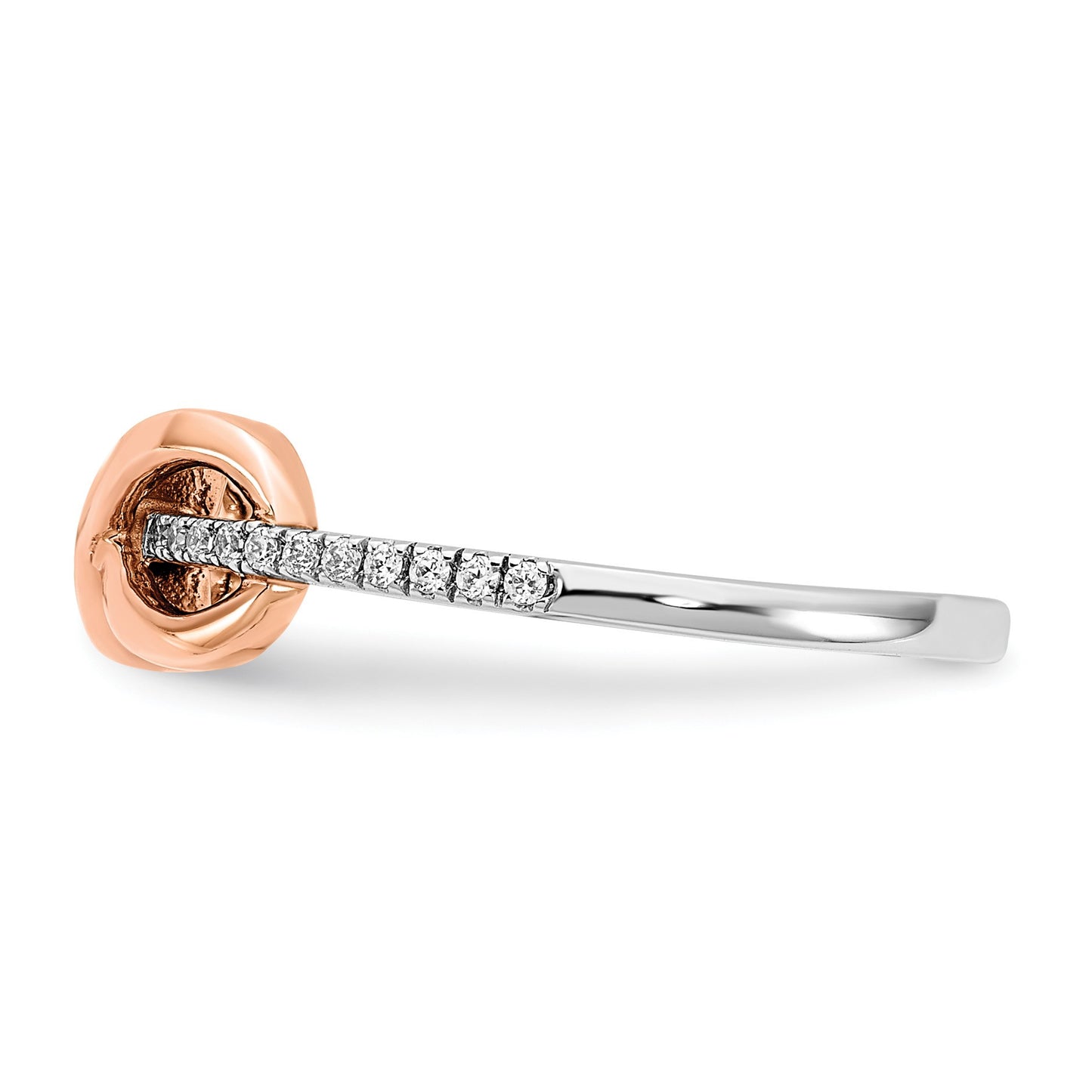 14k Two-tone White and Rose Polished Infinity 1/10 carat Diamond Ring
