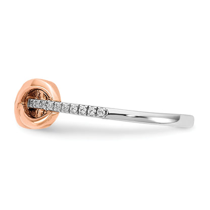 14k Two-tone White and Rose Polished Infinity 1/10 carat Diamond Ring