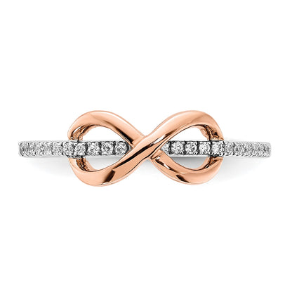 14k Two-tone White and Rose Polished Infinity 1/10 carat Diamond Ring