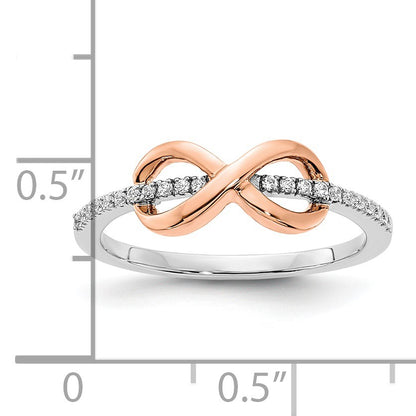 14k Two-tone White and Rose Polished Infinity 1/10 carat Diamond Ring