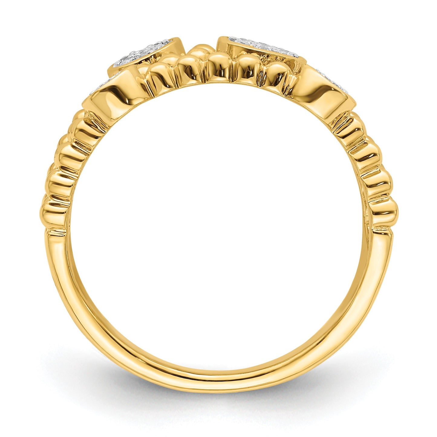 14k Polished 1/8 carat Diamond Pave Circles Multi-band Ring