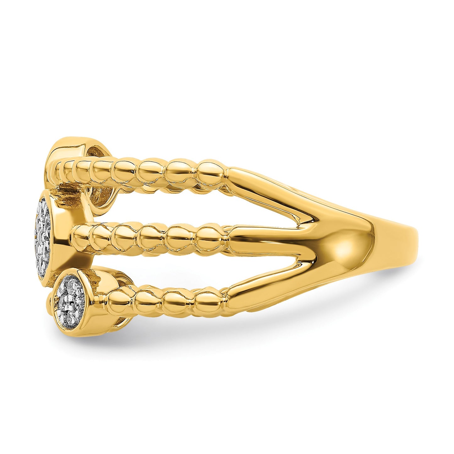 14k Polished 1/8 carat Diamond Pave Circles Multi-band Ring
