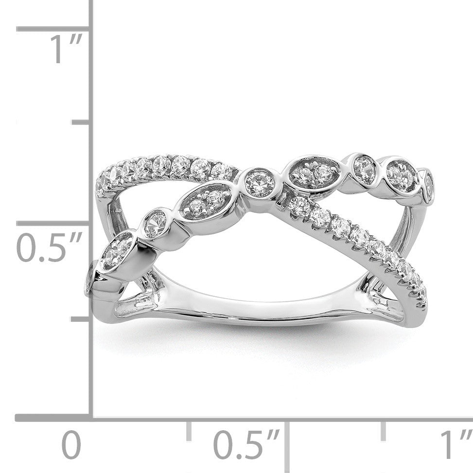 14k White Gold Polished 1/3 carat Diamond Criss Cross Ring