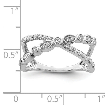 14k White Gold Polished 1/3 carat Diamond Criss Cross Ring