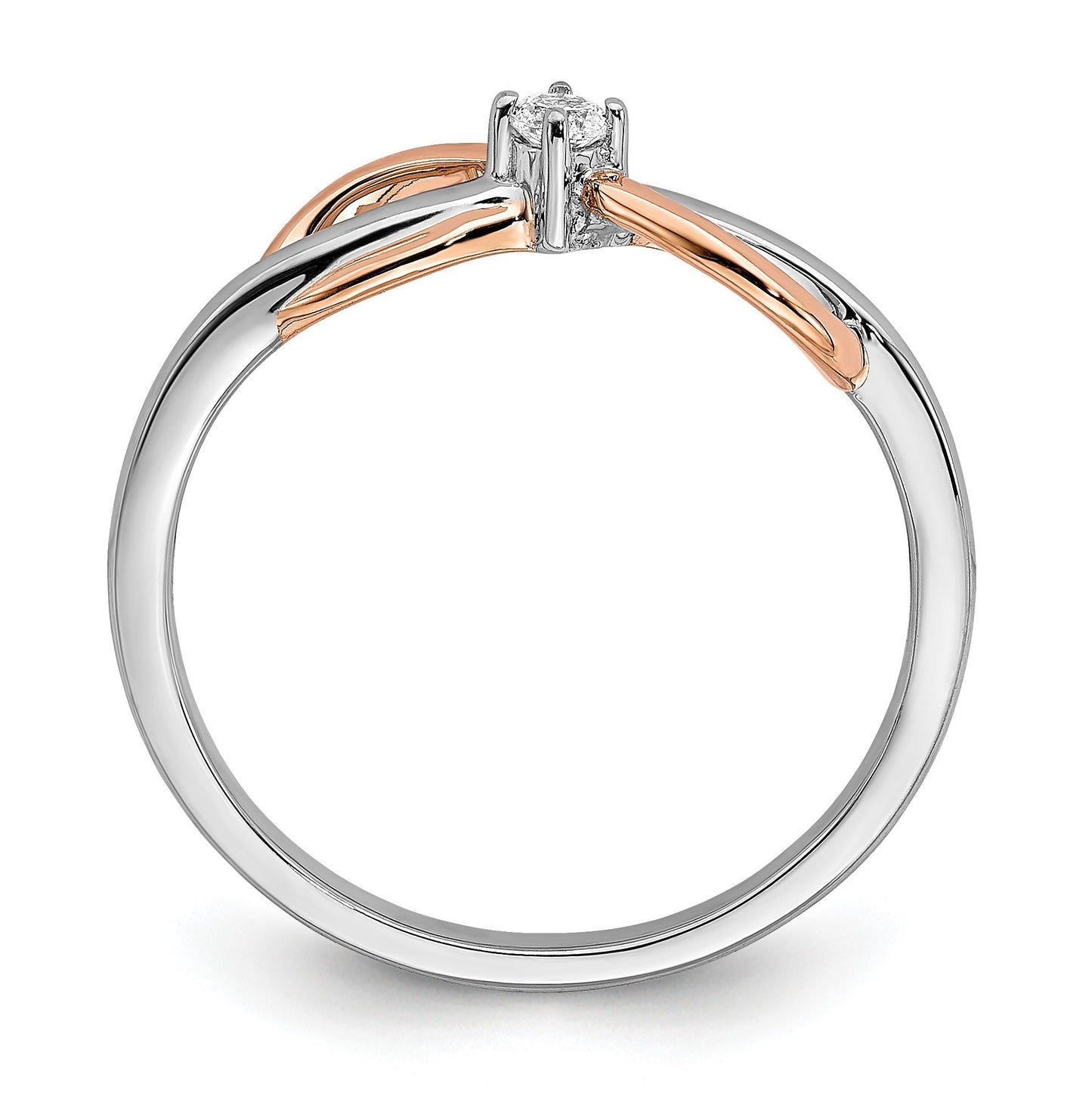 14k Two-tone White and Rose Polished Infinity 1/20 carat Diamond Ring
