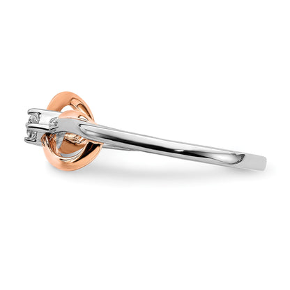 14k Two-tone White and Rose Polished Infinity 1/20 carat Diamond Ring
