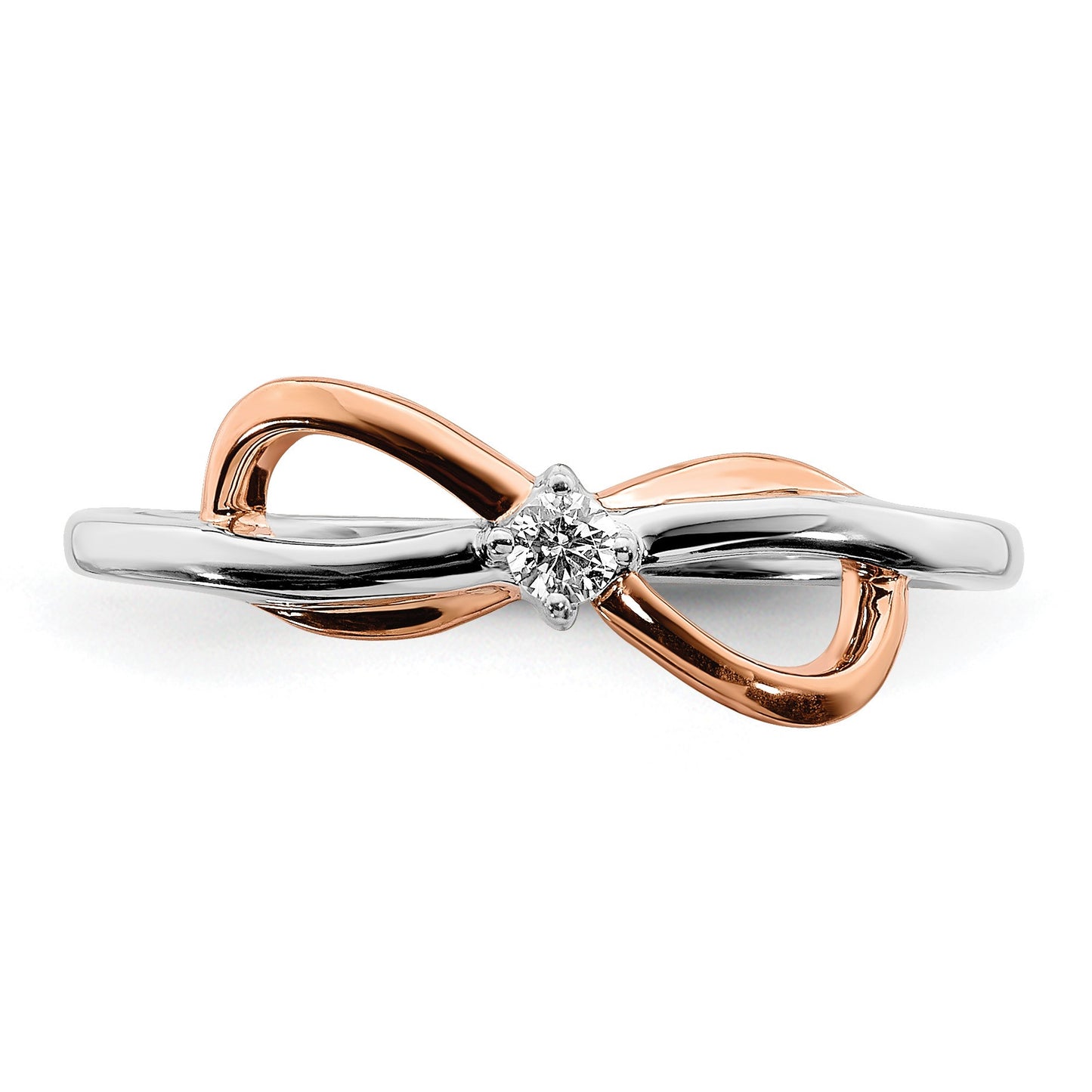14k Two-tone White and Rose Polished Infinity 1/20 carat Diamond Ring