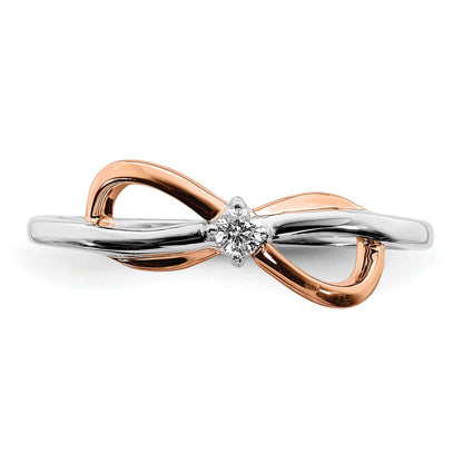 14k Two-tone White and Rose Polished Infinity 1/20 carat Diamond Ring