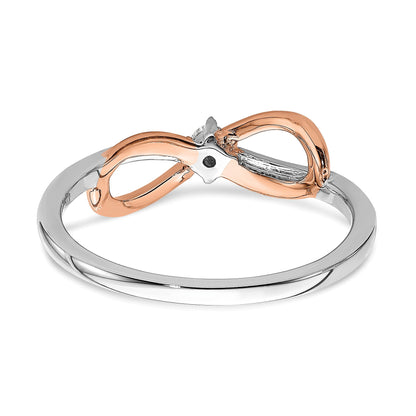 14k Two-tone White and Rose Polished Infinity 1/20 carat Diamond Ring