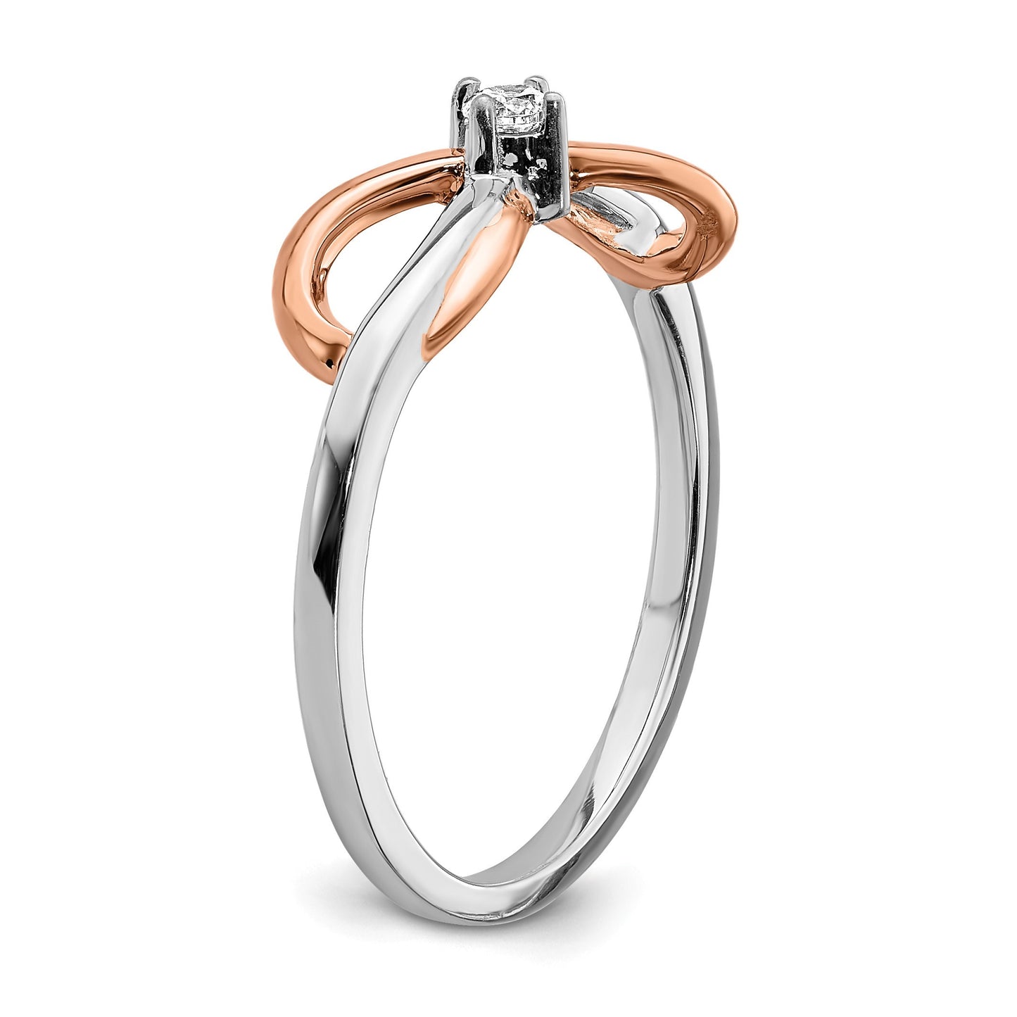 14k Two-tone White and Rose Polished Infinity 1/20 carat Diamond Ring