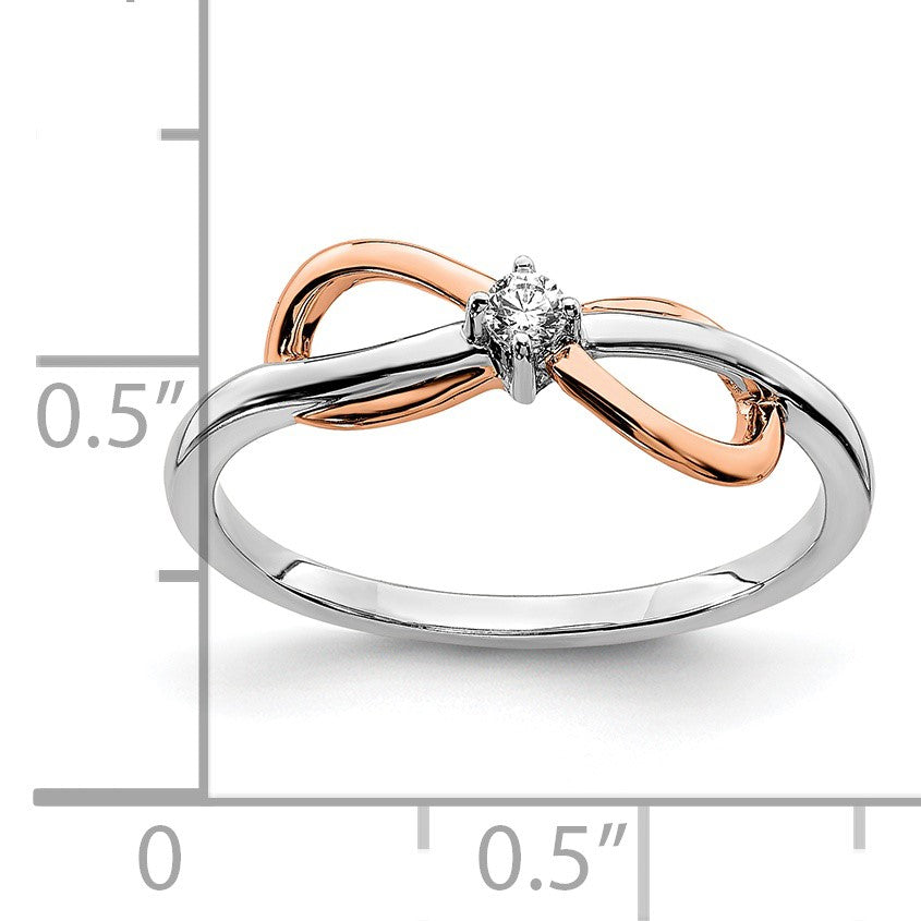 14k Two-tone White and Rose Polished Infinity 1/20 carat Diamond Ring