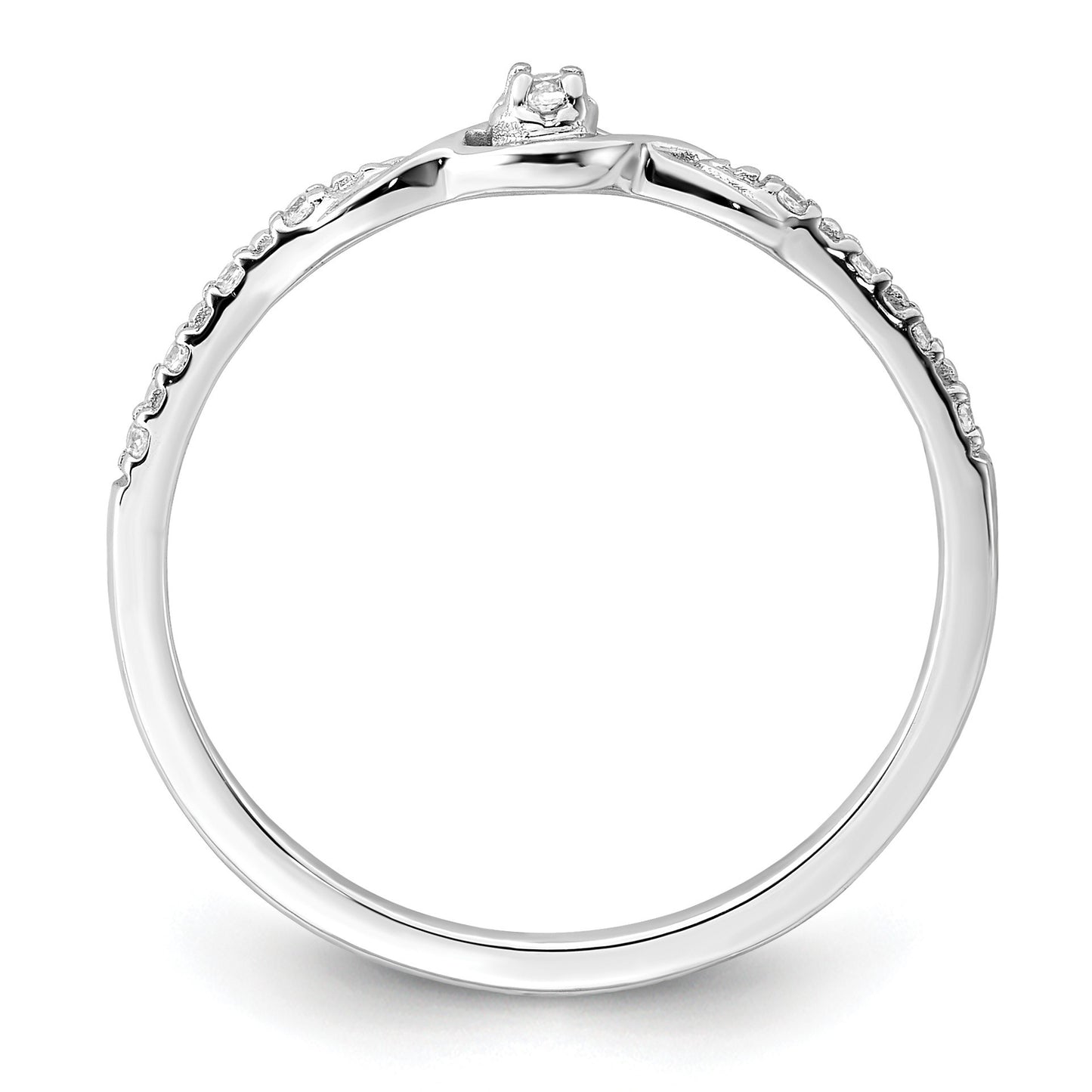 14k White Gold Polished Fancy 1/20 carat Diamond Ring