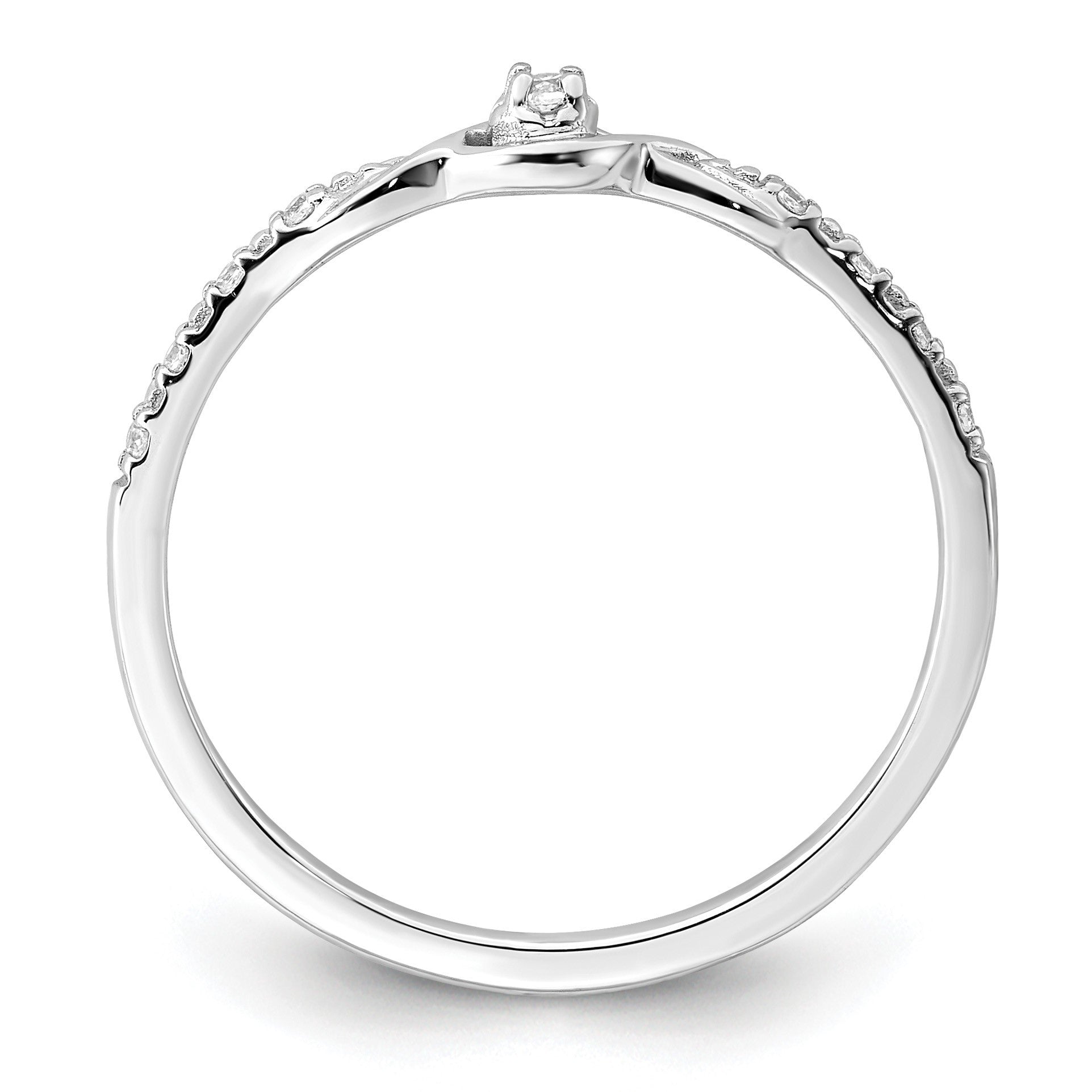 14k White Gold Polished Fancy 1/20 carat Diamond Ring