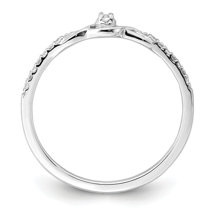 14k White Gold Polished Fancy 1/20 carat Diamond Ring