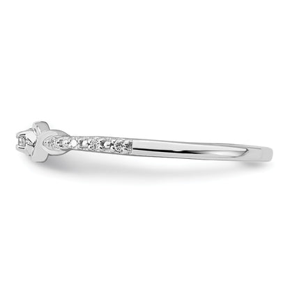 14k White Gold Polished Fancy 1/20 carat Diamond Ring