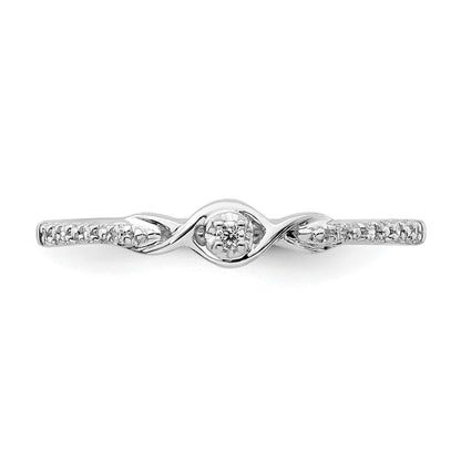14k White Gold Polished Fancy 1/20 carat Diamond Ring