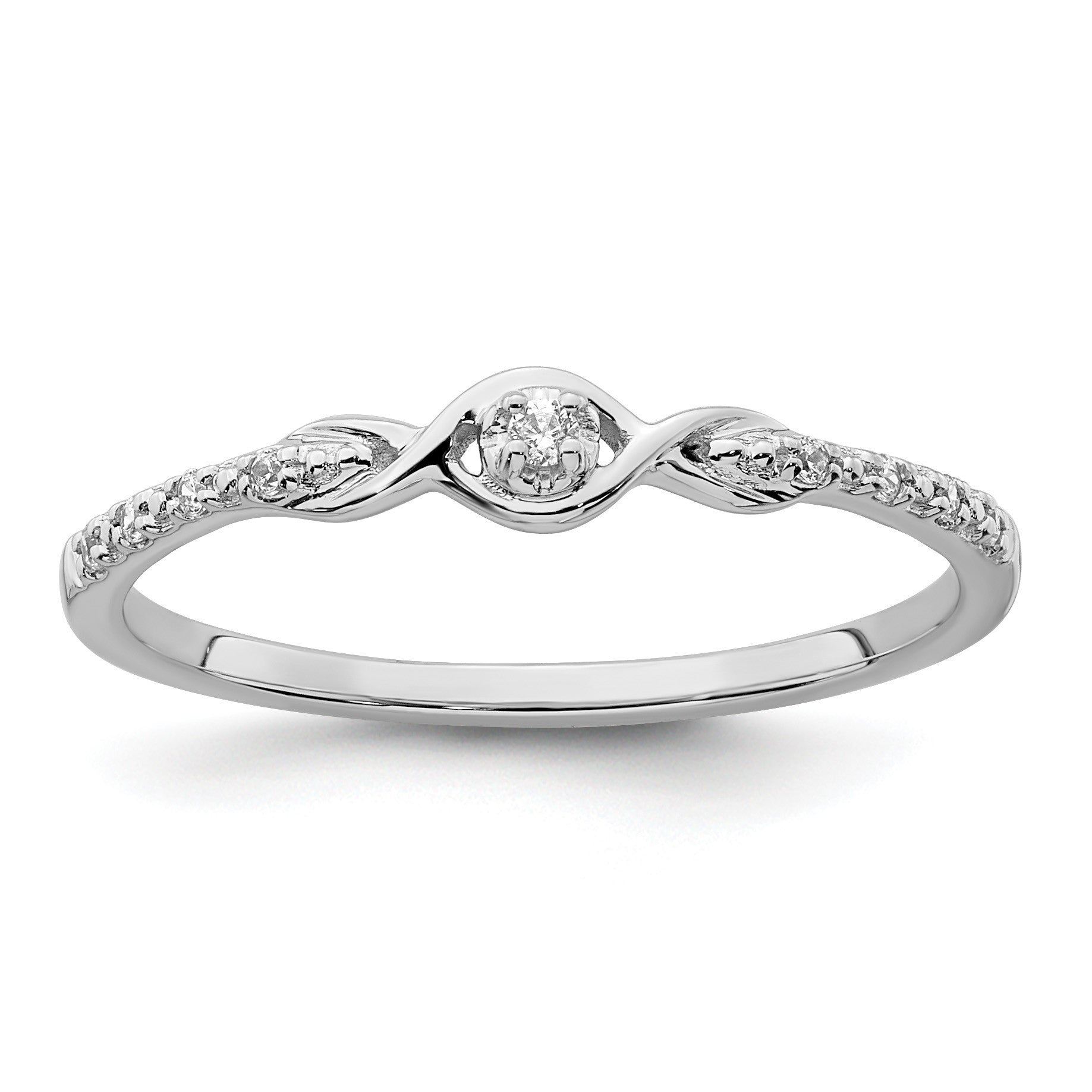 14k White Gold Polished Fancy 1/20 carat Diamond Ring