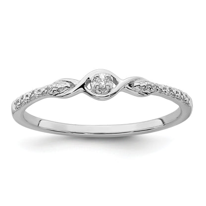14k White Gold Polished Fancy 1/20 carat Diamond Ring