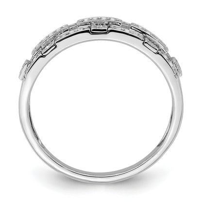 14k White Gold Polished 1/6 carat Diamond Blocks Ring