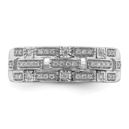 14k White Gold Polished 1/6 carat Diamond Blocks Ring
