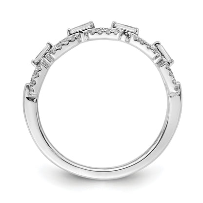 14k White Gold Polished 1/5 carat Diamond Squares Ring