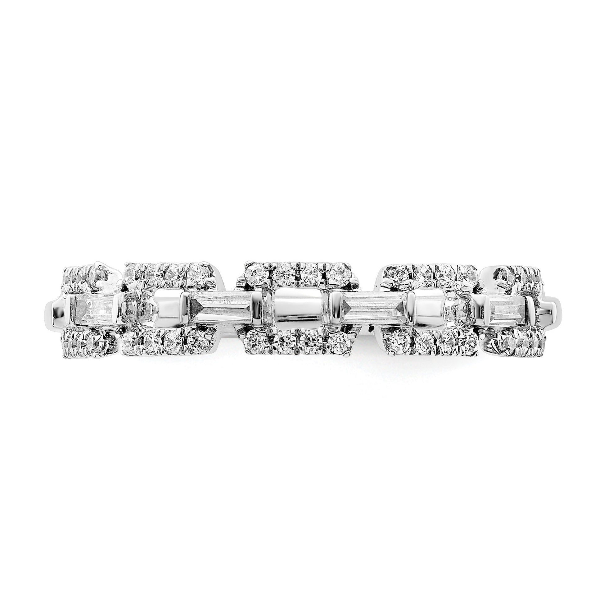 14k White Gold Polished 1/5 carat Diamond Squares Ring