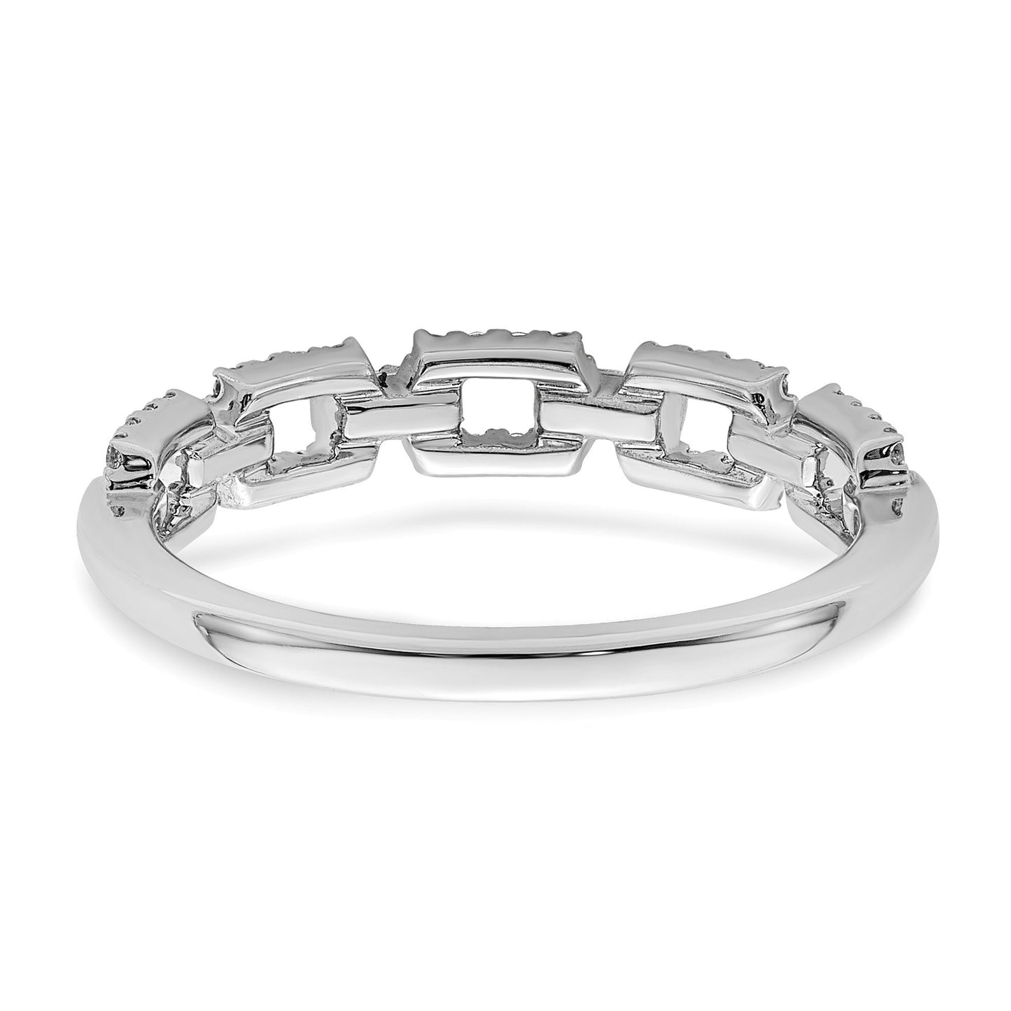 14k White Gold Polished 1/5 carat Diamond Squares Ring
