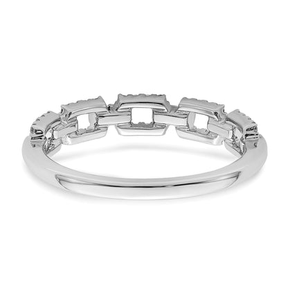 14k White Gold Polished 1/5 carat Diamond Squares Ring