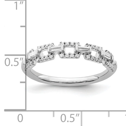 14k White Gold Polished 1/5 carat Diamond Squares Ring