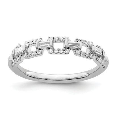 14k White Gold Polished 1/5 carat Diamond Squares Ring