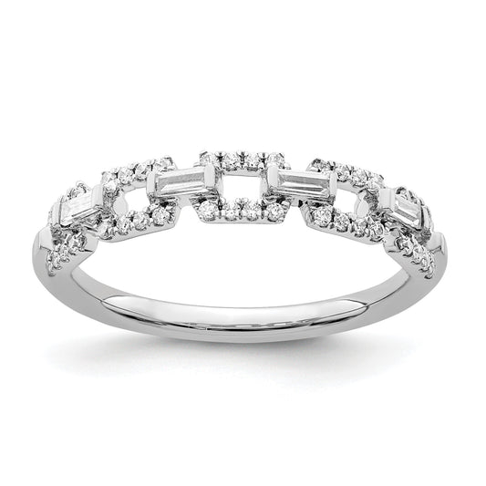 14k White Gold Polished 1/5 carat Diamond Squares Ring