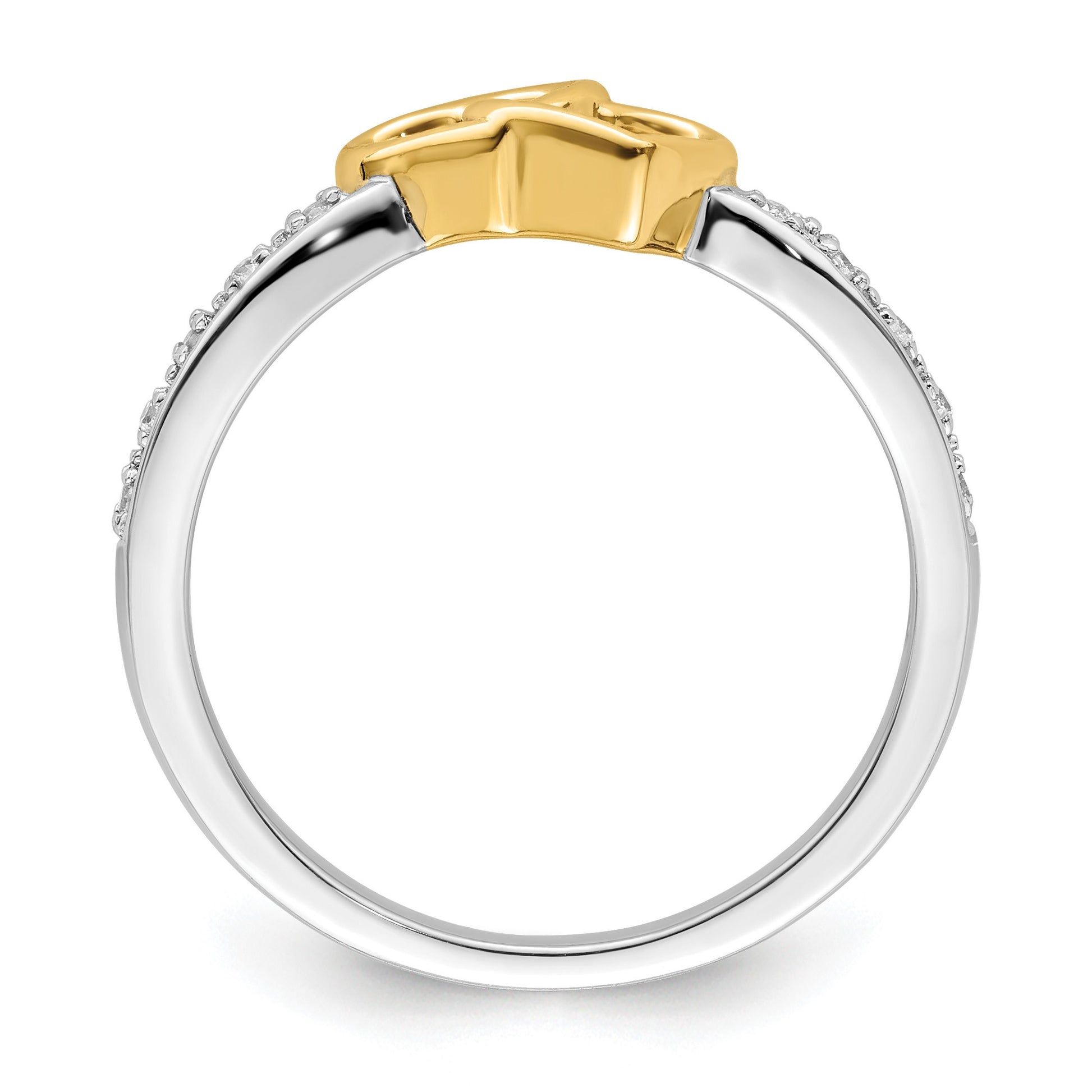 14k Two-tone Polished 1/20 carat Diamond Double Heart Ring