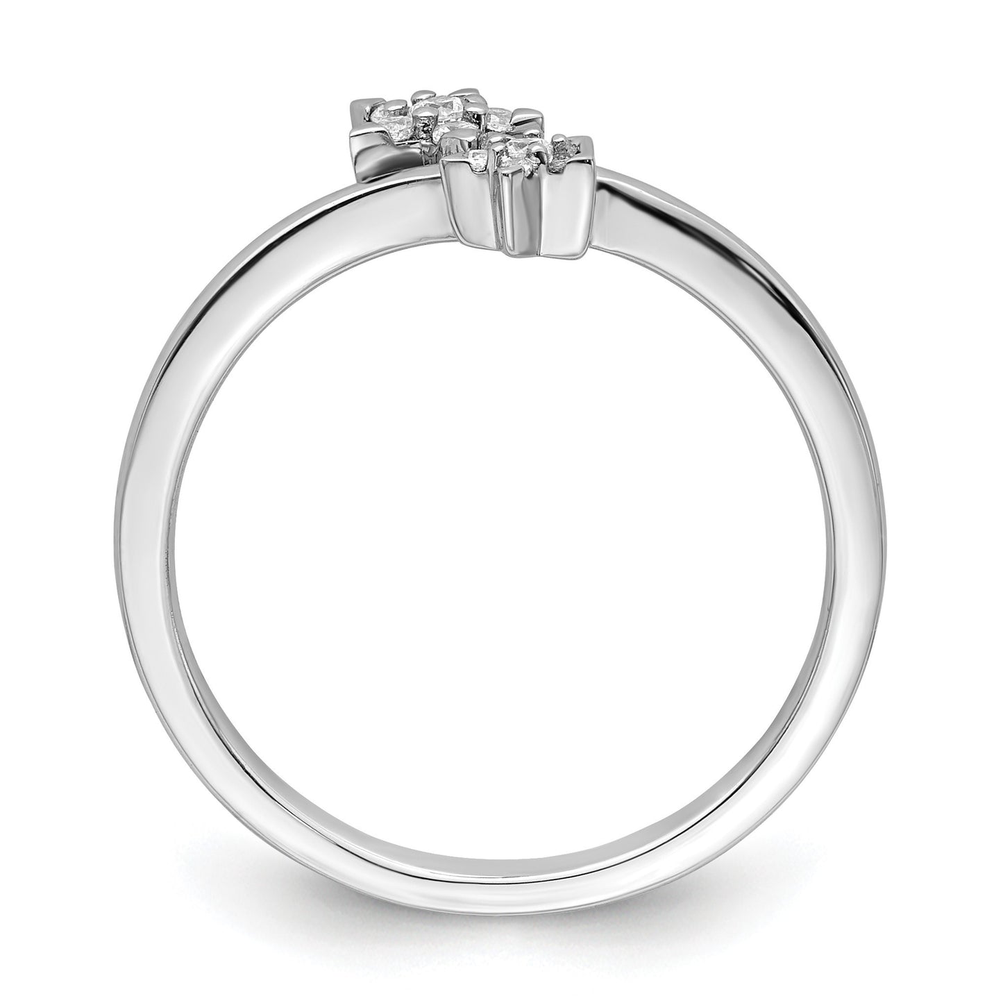14k White Gold 1/10 carat Diamond Two Stars Bypass Ring